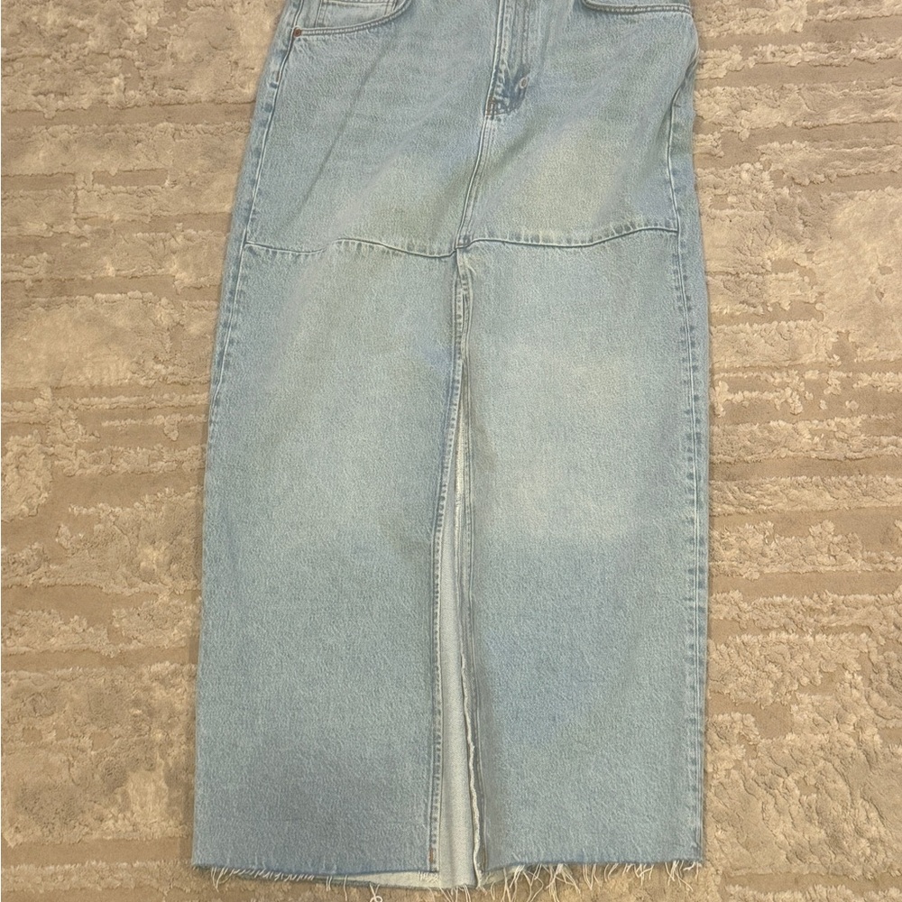 Reformation Denim Maxi Skirt with front slit (light wash denim) - Picture 3 of 6